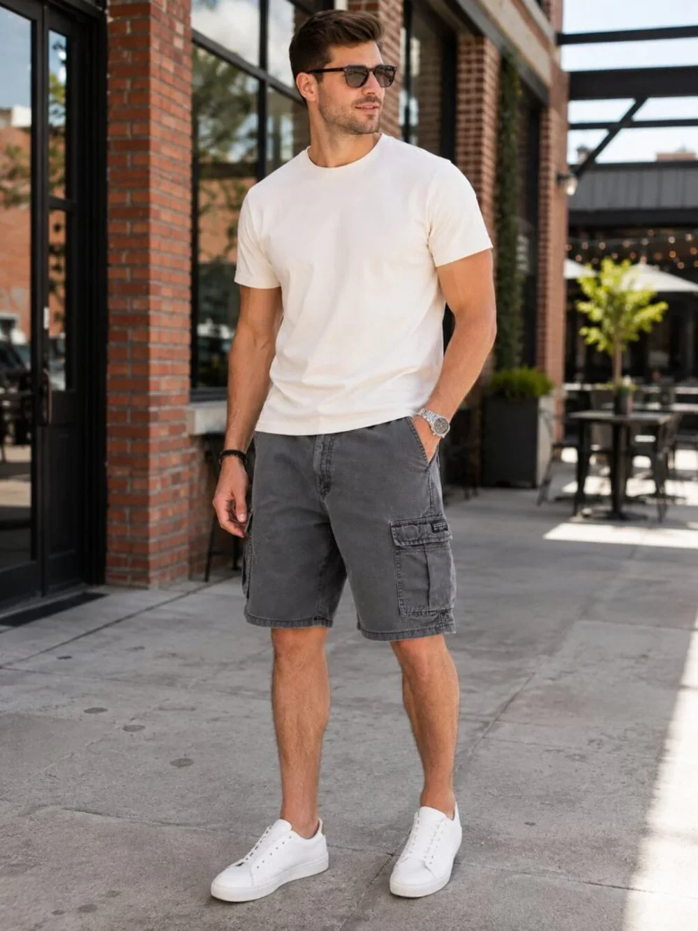 Wrangler Authentic Issue Men's 32 Gray Cargo Shorts Y2K Utility Workwear